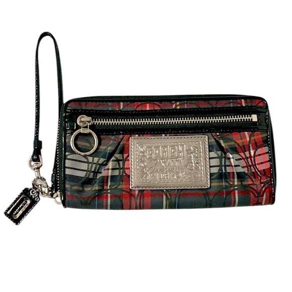 Coach Handbags - Coach Poppy Tartan Zip Around Wallet Clutch
Wristlet Retail EUC